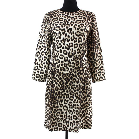 Rag & Bone Silk Brown Leopard Print Sheath Dress 4 Tan Keyhole Back Mini Small - Picture 1 of 7